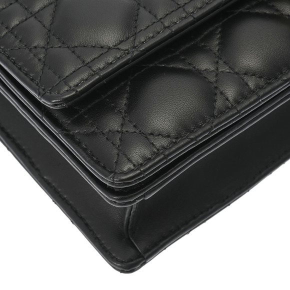 Christian Dior Top Handle Bag Lambskin Shoulder Bag Black - Picture 5 of 8